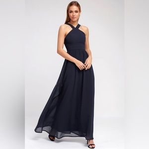Lulus Air of Romance halter chiffon maxi long dress
